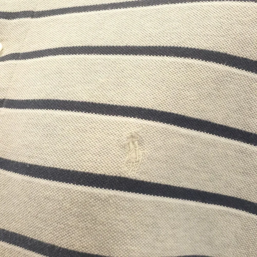 Polo Ralph Lauren Men Sz XL Polo Blue Gray Stripe Short Sleeve Shirt Preppy